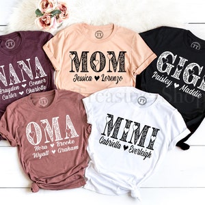 Personalized Mother's Day Shirt, Custom Shirt With Kid Names, Personalized Nana Shirt, Shirt with Kids Names, Custom Gift for Mom, Oma Shirt