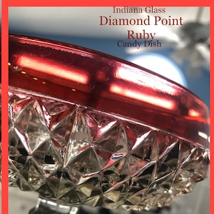 Vintage Diamond Point Ruby Candy Dish