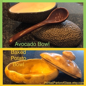Vintage Ceramic Realistic Baked Potato Shaped or Avocado Shaped Serving Bowls