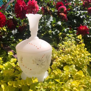 Victoriaanse Bristol Glass Powder Box / Jar (Handgeschilderde bloemenversiering)