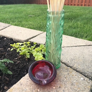 Vintage Red & Green Glass Smoke Set