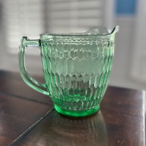 Vintage 32 oz groen glas &quot;honingraat&quot; werper
