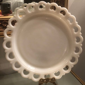 Anchor Hocking Large Milk Glass Platter /Medium Torte Plate