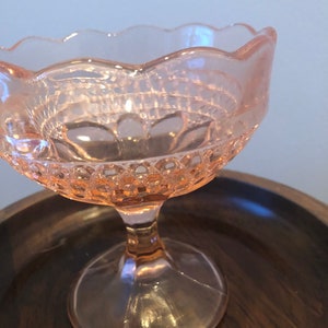 Vintage Cane Pink Glass Compote