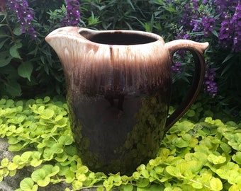 Vintage Brown Drip Pottery Pitcher