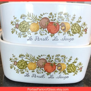 Two Corning Spice of Life 1 1/2 Quart Casserole Dishes “Le Persil La Sauge”