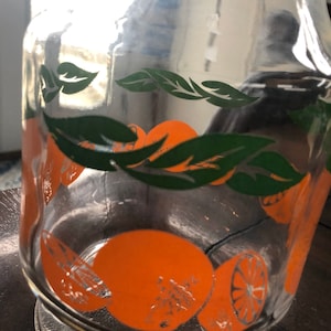 Anchor Hocking Glass Carafe with Oranges & Leaves