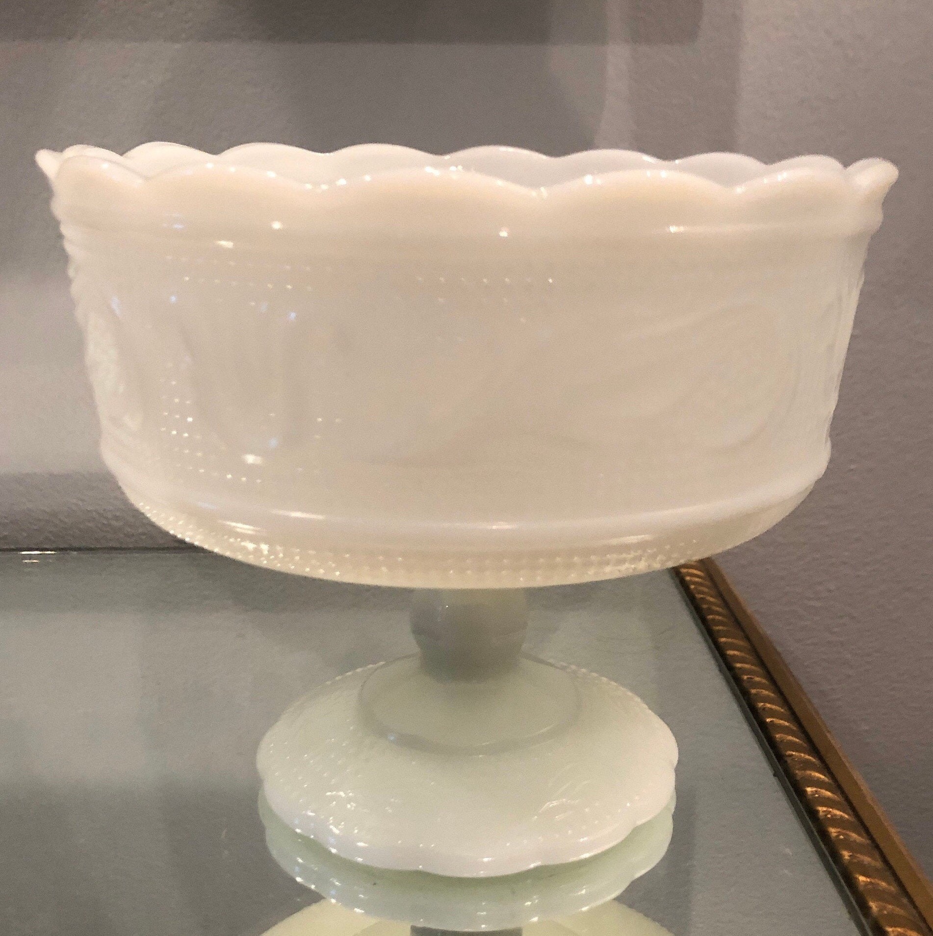 1960s E.O. Brody M6000 Milk Glass Pedestal Bowl Etsy