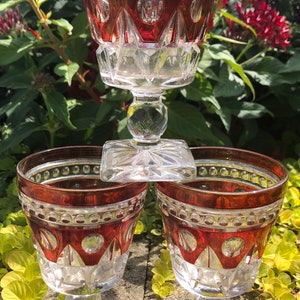 1960s Set of Three “Parklane Ruby” Wine Goblets
