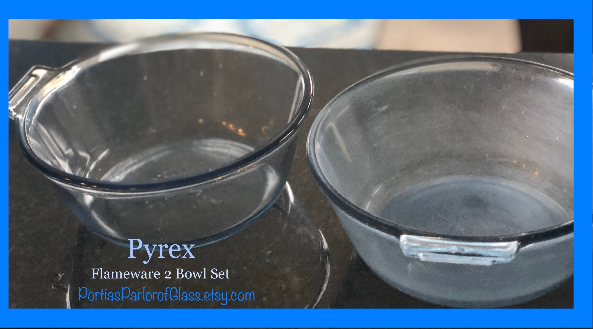 Pyrex Flameware Cookware 1930s Pyrex Flameware 1 Quart Blue Tinted Glass Bowl Set 832-B - Etsy