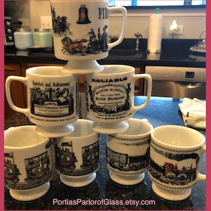 Vintage Victorian City Steampunk Train Decor Footed Mug Set (7)