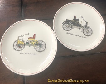 1952 Crown Potteries “Victorian Era Automobile” Collectors Plates - Set of 2
