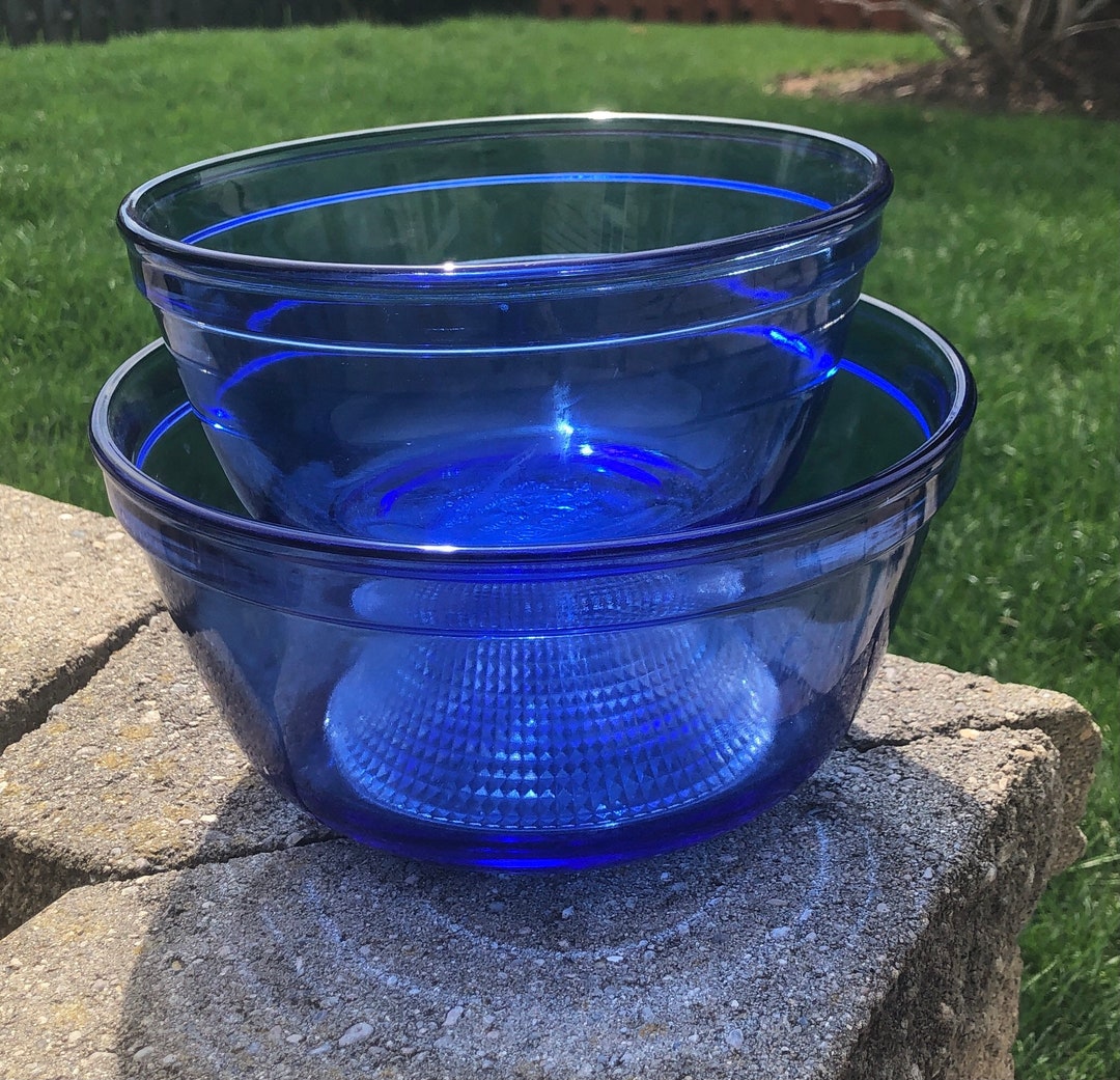 食器 Vintage Anchor Hocking Cobalt Blue set Vintage Anchor Hocking Cobalt Blue Nesting Glass Mixing Bowl