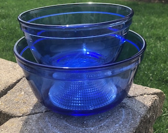Anchor Hocking Cobalt Blue Mixing Bowl Set (2)