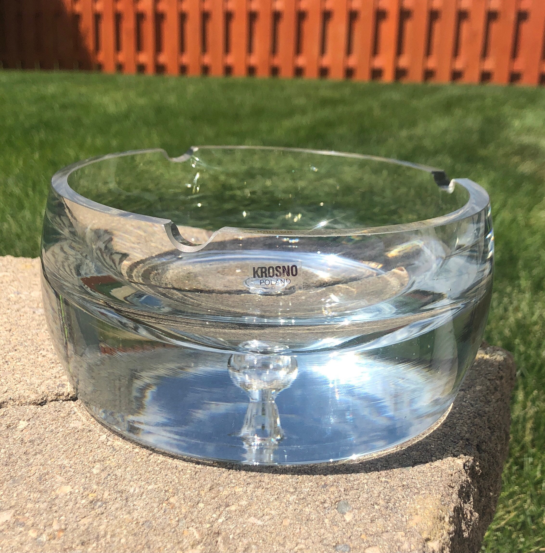 Large Krosno Poland Crystal Glass Ashtray Etsy