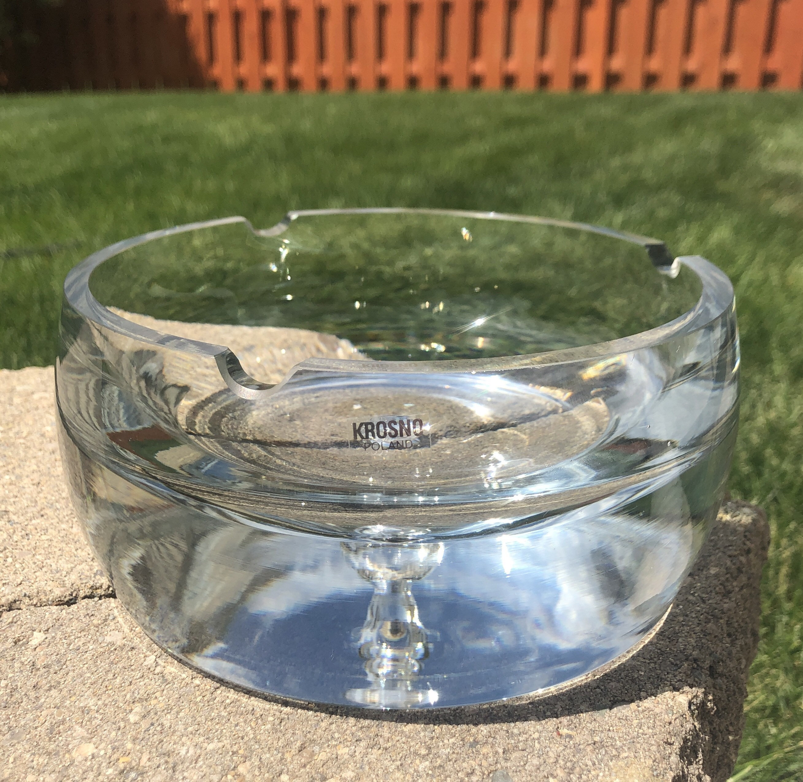 Large Krosno Poland Crystal Glass Ashtray Etsy
