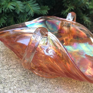 EAPG Fenton - Honeycomb & Daisy Bon Bon - Marigold Carnival Glass Dish