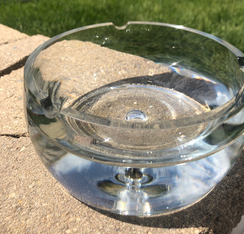 Large Krosno Poland Crystal Glass Ashtray Etsy