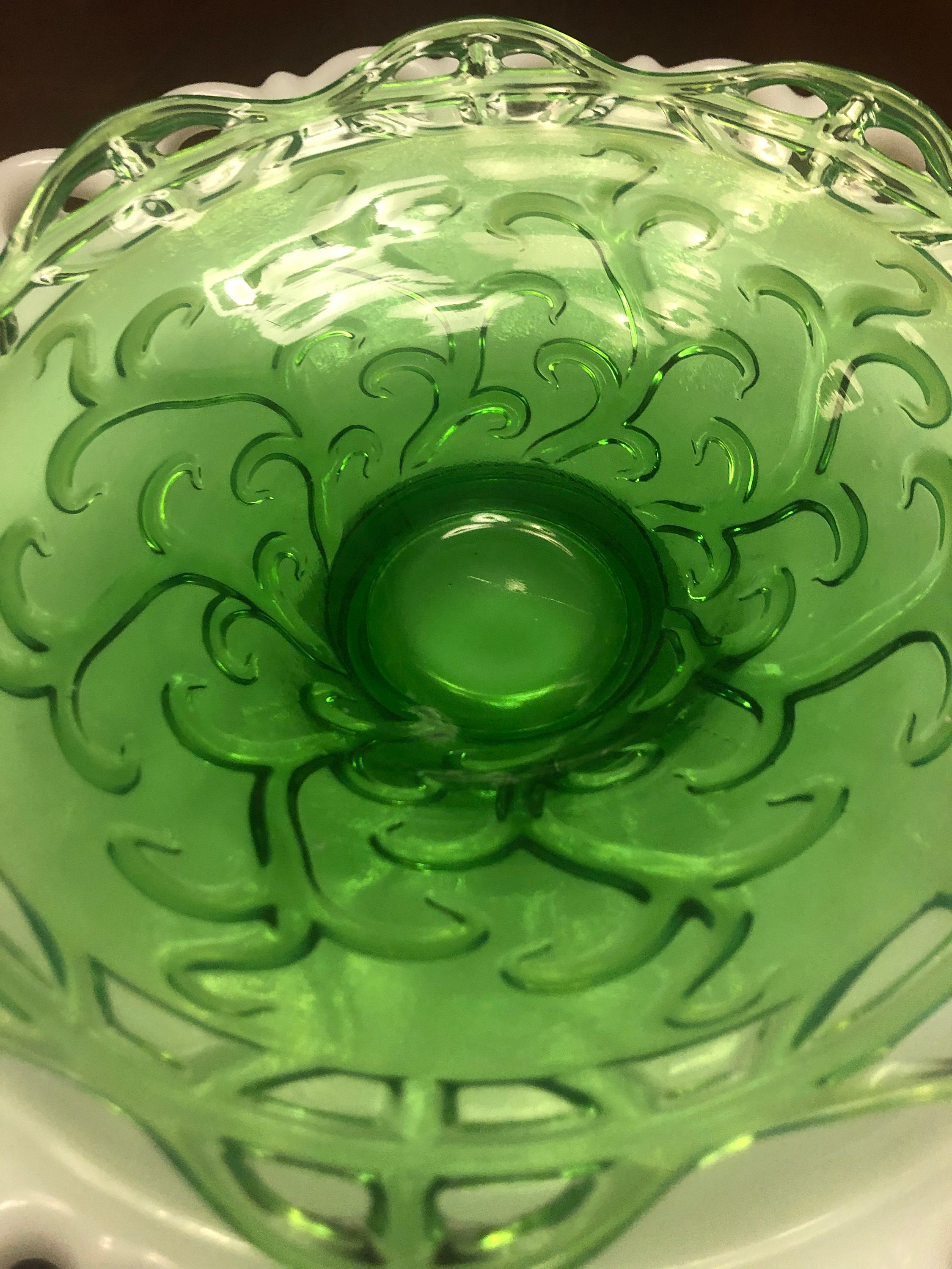 Green Opalescent Jefferson Glass Bowl Etsy