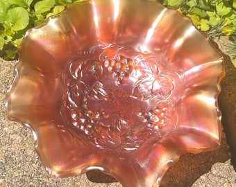 1920s “Golden Grape” Carnival Glass Bowl