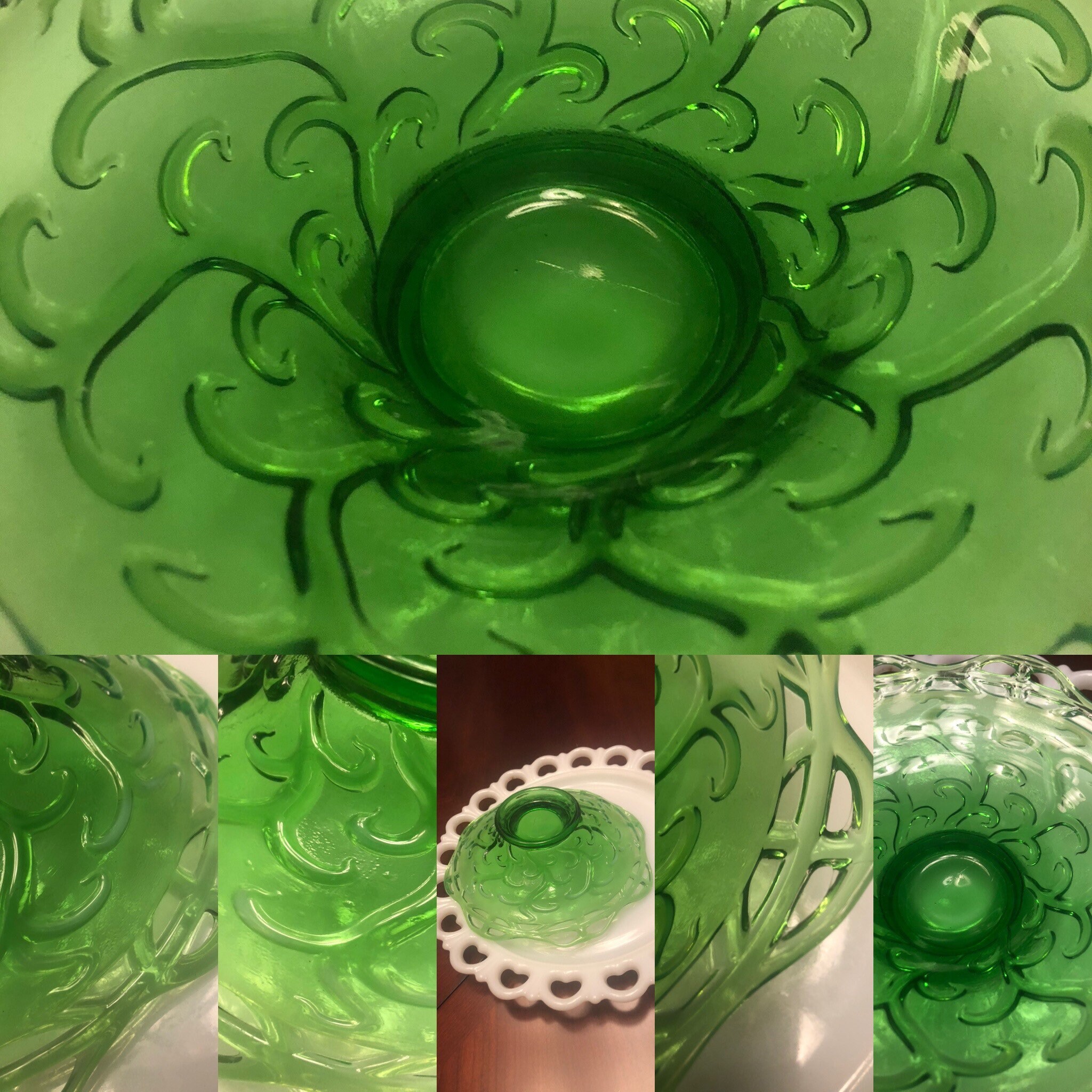 Green Opalescent Jefferson Glass Bowl Etsy