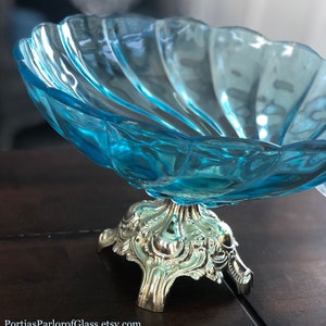 Hazel Atlas Capri Blue (Seashell) Glass Bowl Decor