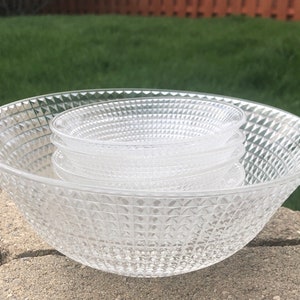 English Hobnail (Sharp Diamond Point) Glass Bowl Set