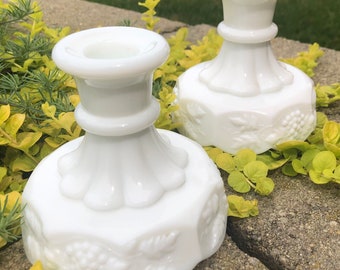 Vintage “Paneled Grape” Candlestick Holder Set