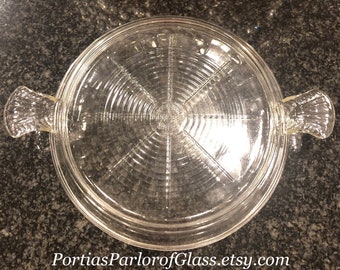Vintage FireKing vidrio transparente ronda placa caliente