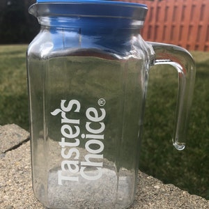 Vintage Tasters Choice Glass Pitcher