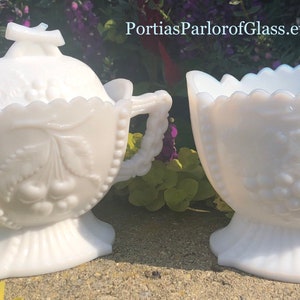 Vintage “Cherry & Grape” Creamer and Sugar Set
