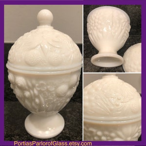 1960s Avon Milk Glass Floral Egg Dish