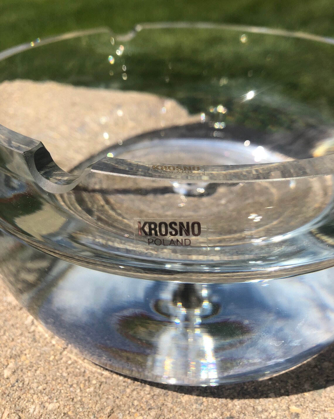 Large Krosno Poland Crystal Glass Ashtray Etsy