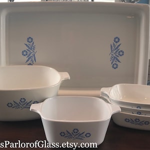 Colección Corning Ware "Cornflower" de la década de 1980