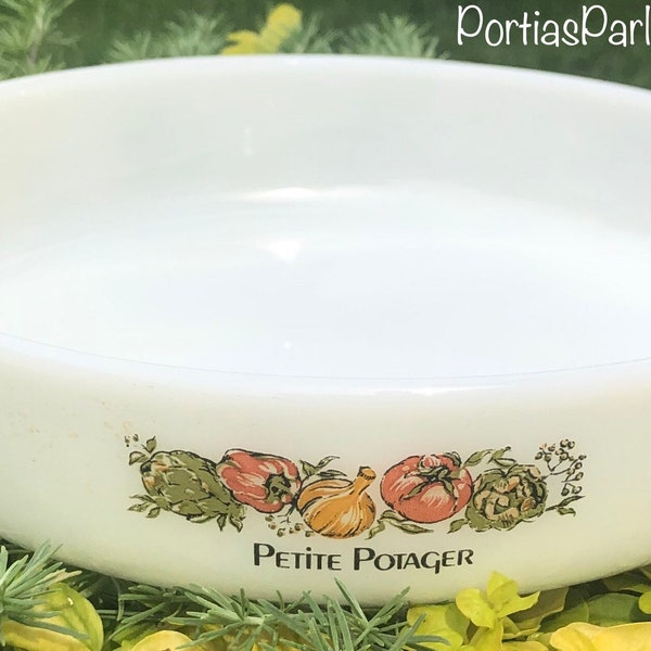 Vintage FireKing Petite Potager Round Casserole Dish