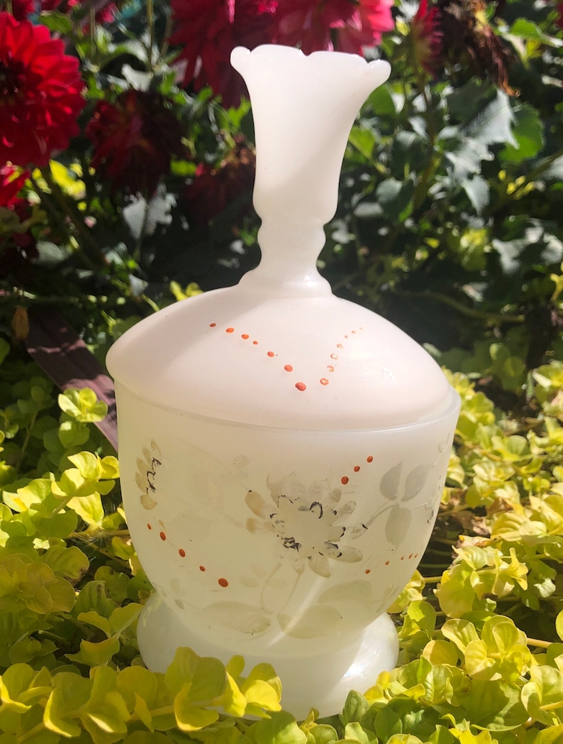 Victorian Bristol Glass Powder Box/jar hand Painted Floral Etsy