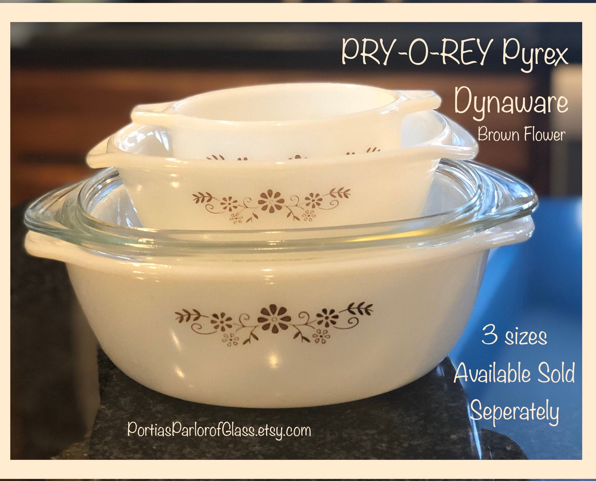 Pyr-o-rey Dynaware Brown Flowers Milk Glass Dishes - Etsy
