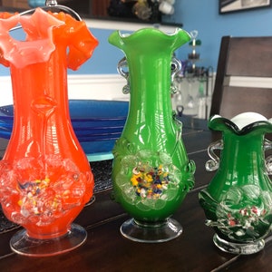 Victorian Style Cased Glass Vases