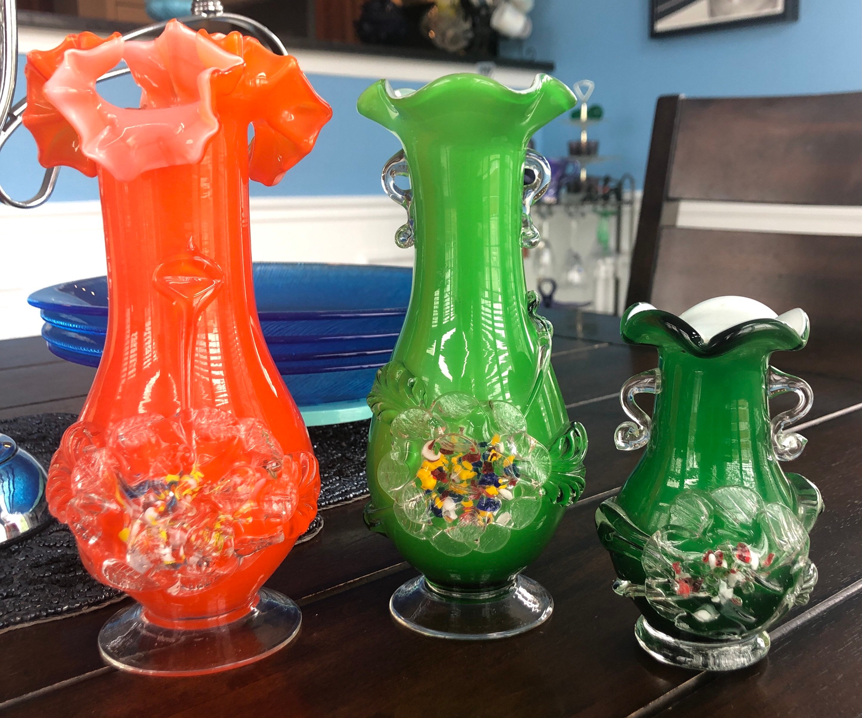 Victorian Style Cased Glass Vases Etsy