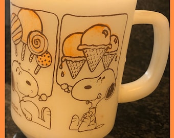 Vintage 1958 Snoopy “pedal Power” Mug by Fire-king / Anchor