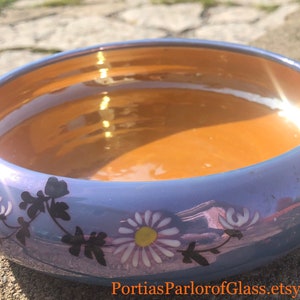 Vintage Blue Lusterware Bowl (Orange Interior)