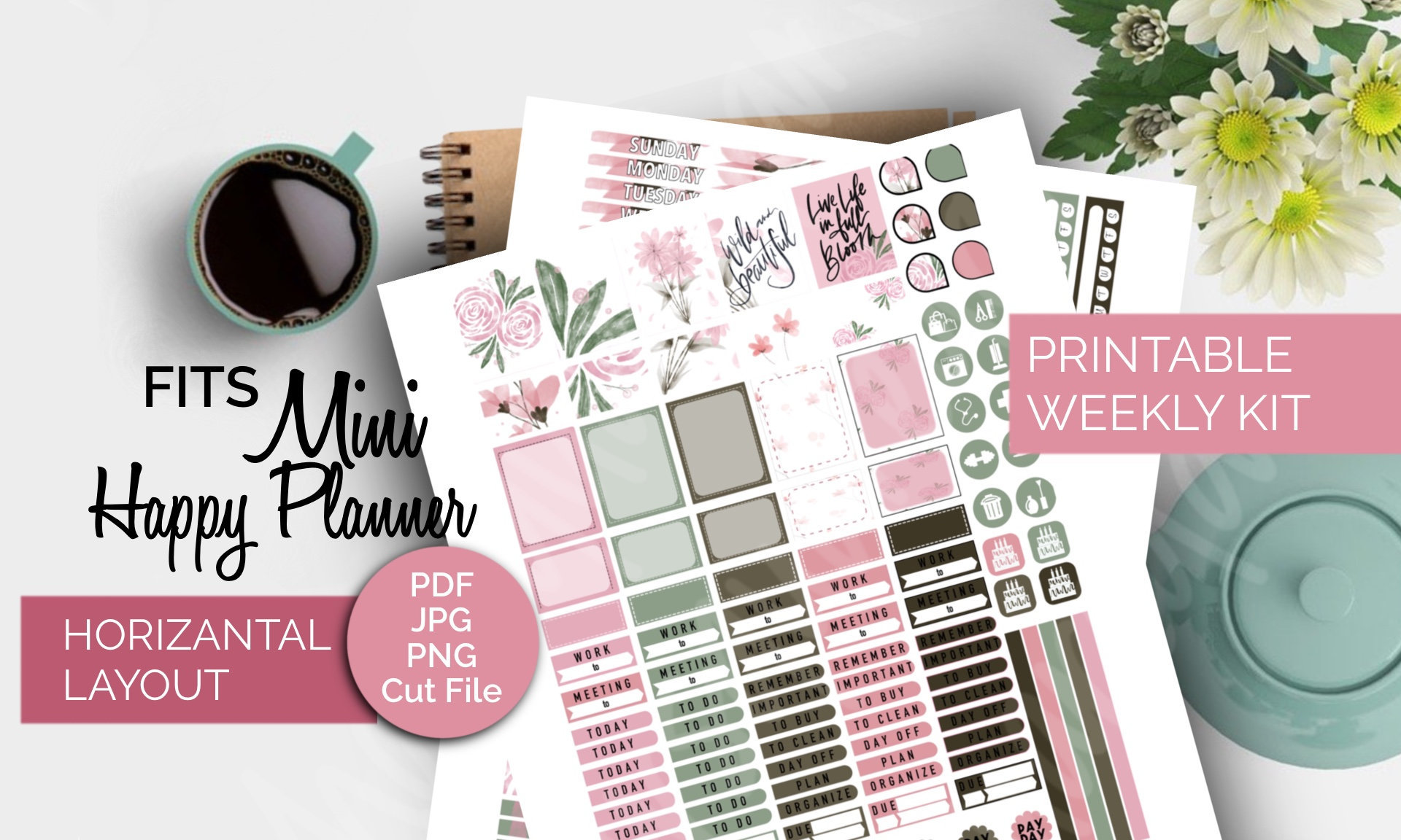 Printable Weekly Mini HP Kit Watercolor Floral, Mini Happy Planner ...