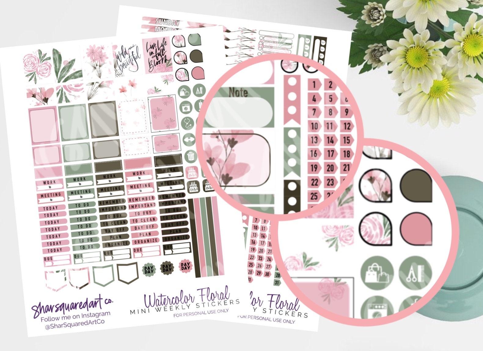 Printable Weekly Mini HP Kit Watercolor Floral, Mini Happy Planner ...