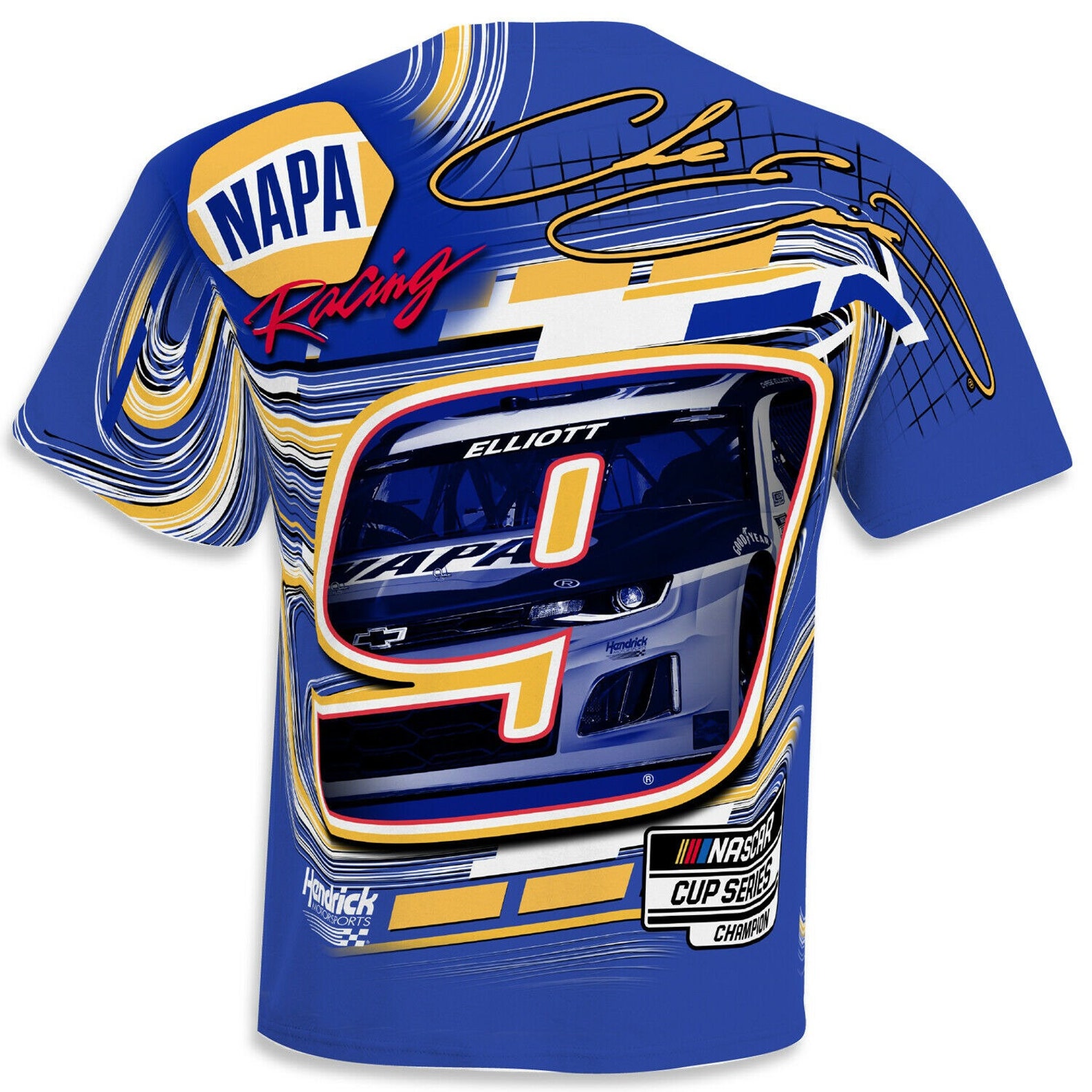 Chase Elliott 2021 9 NAPA Racing Blue Yellow Sublimated Shirt | Etsy