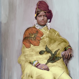 Woman of Jaipur in Yellow. Limited edition giclée print 2 sizes available, each with a print run of 30. Numbered and signed by artist.