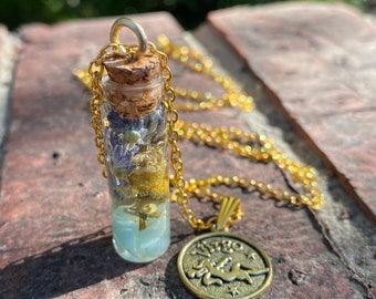 Virgo Zodiac Witches Bottle Amulet Necklace