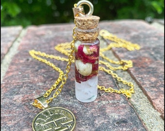 Libra  Zodiac Witches Bottle Amulet Necklace
