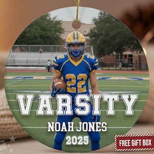 Varsity Ornament: Personalized Sports Photo