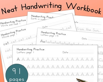 Master Neat Handwriting with Our Adult and Teen Workbook - 90 Printable Pages and Traceable Letters