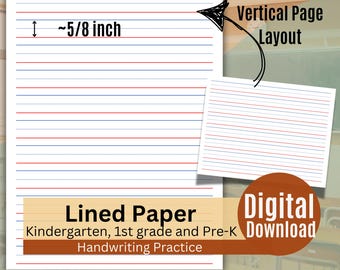 Printable Lined Paper for Kids – 5/8 Inch Spacing | Story Writing & Handwriting Practice Sheets